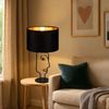 LED Tischleuchte, Metall, schwarz, Stoff, Gesicht-Design, H 42cm Bild 3