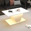 Couchtisch mit LED & Hochglanzplatte, 100x50x46 cm, Weiß Bild 2