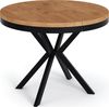 WFL GROUP Esstisch Ross ausziehbar rund industrial mit schwarzen Metallbeinen (MADE IN EU, erhältlich in 3 Größen – 90/100/120 cm ausziehbar auf 170/180/200 cm), platzsparender Tisch in Holzoptik für Küche, Esszimmer oder Wohnzimmer Bild 2