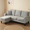 L-förmiges Ecksofa 166x118x77 cm Grau, modular mit Chaiselongue & Baumwoll-Leinen Bild 3