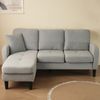 L-förmiges Ecksofa 166x118x77 cm Grau, modular mit Chaiselongue & Baumwoll-Leinen Bild 5