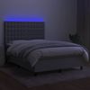 vidaXL Boxspringbett mit Matratze & LED Hellgrau 140x190 cm Stoff 3135189 Bild 4