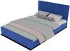 Soft padded velvet upholstered bed with headboard, blue velvet fabric, modern bedroom design, storage space, suitable for mattress size 160 × 200cm. Bild 2