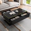 Couchtisch mit LED, 3 Schubladen & Ablagefach, 100x50x40 cm, Schwarz mit goldfarbenen Details Bild 4