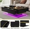 Couchtisch mit LED, 3 Schubladen & Ablagefach, 100x50x40 cm, Schwarz mit goldfarbenen Details Bild 5