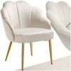 tectake Esszimmerstuhl Cocktailsessel gepolstert, mit Samtbezug, gewölbte, 66 x 62 x 80,5 (Wohnzimmersessel Hellen in creme/gold, 1 St), extrabreite Rückenlehne, höhenverstellbar, Belastbarkeit 120 kg Bild 4