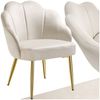 tectake Esszimmerstuhl Cocktailsessel gepolstert, mit Samtbezug, gewölbte, 66 x 62 x 80,5 (Wohnzimmersessel Hellen in creme/gold, 1 St), extrabreite Rückenlehne, höhenverstellbar, Belastbarkeit 120 kg Bild 5