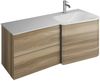 Burgbad BADU Waschbecken mit Unterschrank 122 cm breit, Braun, Waschbecken Gussmarmor Weiß samt, Ablage links, 4 Schubladen Bild 2