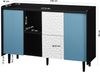 Sideboard 120x40x80 cm, schwarz/blau, mit 2 Schubladen, offenem Fach und Schrank Bild 4