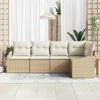vidaXL Gartensofa-set mit Kissen 5 pcs Beige und Weiß Poly-Rattan 3355390 Bild 3