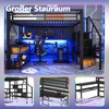 Hochbett mit RGB LED-Streifen, Schreibtisch, Regal, Lattenrost, Treppe, Rausfallschutz, Steckdosen und USB, 140x200cm, Metallbett, Kinderbett Bild 5
