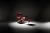 KAWOLA RANDY Drehsessel mit Wippfunktion und Hocker Leder rot 117 x 96 x 79 cm Bild 2