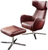 KAWOLA RANDY Drehsessel mit Wippfunktion und Hocker Leder rot 117 x 96 x 79 cm Bild 3