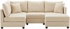 Ecksofa aus Baumwolle und Leinen 220x194x85 cm mit flexiblem Hocker, beige Bild 5