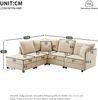 Ecksofa aus Baumwolle und Leinen 220x194x85 cm mit flexiblem Hocker, beige Bild 4