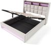 Polsterbett 140×200 cm aus Leinen-Stoff mit LED-Beleuchtung & Matratze, beige Bild 5