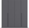 rauch Kleiderschrank Alba, Drehtürenschrank, Garderobenschrank, 4-türig, mit 3 Kleiderstangen, 4 Einlegeböden und Schubladeneinsatz, Farbe Grau metallic, Schwarz, Griffstange Grau metallic, Schwarz, 181x197x54cm Bild 2