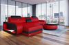 Ecksofa Berlin L Form - Ledermix - rot-schwarz - Links Bild 2
