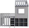 Kinder Hochbett Haus Design 90x200 cm Grau Kiefer mit beweglichen Schränken Stauraum Bild 5