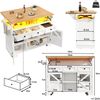 Merax Kücheninsel, Küchenschrank, Multifunktionaler Küchenwagen mit App LED und Klapptisch, Sideboard mit Stauraum, Servierwagen Rollbar mit 3 Schubladen und 2 Schranktüren Bild 4