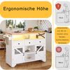 Merax Kücheninsel, Küchenschrank, Multifunktionaler Küchenwagen mit App LED und Klapptisch, Sideboard mit Stauraum, Servierwagen Rollbar mit 3 Schubladen und 2 Schranktüren Bild 5