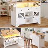 Merax Kücheninsel, Küchenschrank, Multifunktionaler Küchenwagen mit App LED und Klapptisch, Sideboard mit Stauraum, Servierwagen Rollbar mit 3 Schubladen und 2 Schranktüren Bild 2