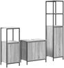 vidaXL Badezimmermöbel-Set 3 pcs Grau Sonoma und Schwarz Holzwerkstoff 3328397 Bild 2