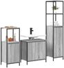 vidaXL Badezimmermöbel-Set 3 pcs Grau Sonoma und Schwarz Holzwerkstoff 3328397 Bild 3