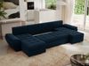 U-förmiges Ecksofa mit Schlaffunktion, genähter Sitz, zwei Armlehnen und losen Kissen - UMBRIA U - Dunkelblau Velours Bild 4