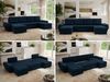 U-förmiges Ecksofa mit Schlaffunktion, genähter Sitz, zwei Armlehnen und losen Kissen - UMBRIA U - Dunkelblau Velours Bild 2