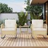 Balkonset mit 1 quadratischem Glastisch und 2 Schaukelstühlen, 3-tlg, Loungeset, Gartenmöbel, Metallrahmen, Polyrattan Bild 3