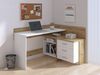 Dmora Schreibtisch Elsa, Mehrzweckschreibtisch, Bürotisch für PC, Eckschreibtisch, 130x112h82 cm, Weiß und Knoteneiche Bild 2