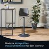 KHG Barhocker 4er Set 360° drehbar höhenverstellbar (61-82cm) Kunstleder Schwarz Industrial Look | Drehstuhl Barstuhl mit Rückenlehne Fußstütze 110kg belastbar Bild 3
