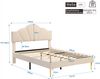 Polsterbett 140×200 cm aus Samt-Stoff mit verstellbarem Kopfteil, beige Bild 4
