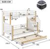 Etagenbett mit Rollbett 90x200/120x200 cm, Stauraumtreppe, Seitengittern und Ablage, Weiß+Natur Bild 5