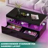 FUROKOY Couchtisch Modern Wohnzimmertisch Hochglanz (Set, 1-St, Beistelltisch mit 2 Schubladen und Offenem Ausstellungsregal), Sofatisch Kaffeetisch, 104 x 53 x 46cm, Schwarz Bild 4