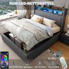 Graues Polsterbett 140x200 cm Mit LED Beleuchtung Und Hydraulischem Stauraum Doppelbett Mit USB Type C Anschlüssen 250 Kg Tragkraft Bild 4