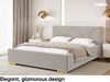 MEBLINI Polsterbett 160x200 ohne Lattenrost ohne Matratze – LIZZY – Taupe Samt – Doppelbett ohne Bettkasten - Stauraumbett - Kopfteil Bett ohne Stauraum Bild 3
