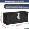 Aluminiumbox mit Deckel - Abschließbar | Alubox Deichselbox Alu Anhängerbox Werkzeugkiste Metall Transportbox Metallkiste, 50x15x20,5cm Schwarz Bild 3