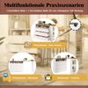 Bartisch 137-215×39×102,3 cm aus MDF mit drehbarer ausziehbarer Tischplatte, 6 Schubladen und Kippschutz, weiß Bild 5