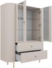 AX LIVING Vitrine Halay Beige, 2 Türen & 2 Schubladen Moderne Rillenstruktur, mit runden Kanten Bild 4