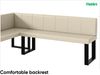 MEBLINI Eckbank für Esszimmer mit ausziehbarem Tisch - Küchenbank - Essecke - Sitzecke Küche - PETER - U-Beine 142x196x87cm Links - Creme Kunstleder/B Schwarz Hochgl. Bild 5