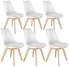 tectake Esszimmerstuhl Küchenstuhl Scandi-Design, gepolsterte Sitzfläche, 49 x 53 x 82 cm (Polsterstuhl Frederikke in weiß, 6 St), ergonomische Form, massive Holzbeine, bodenschonende Filzgleiter Bild 2