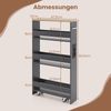 13 cm schlanker Aufbewahrungswagen mit Ladestation 4-stufiger rollbarer Küchenwagen mit Griff Grau Bild 2
