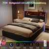 Gdood Polsterbett Stauraumbett Doppelbett LED, Kunstleder (Type-C + 2 USB, Hydraulisch hebbarer Stauraum), Mit Bettkasten, LED-Beleuchtung, USB-Anschluss, 140x200 cm Bild 3