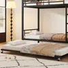 Etagenbett mit 2 Liegeflächen, Trittleiter, Ausziehbett und Rausfallschutz, 90x200 cm, Kinderbett, Metallbett Bild 4