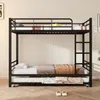 Etagenbett mit 2 Liegeflächen, Trittleiter, Ausziehbett und Rausfallschutz, 90x200 cm, Kinderbett, Metallbett Bild 2