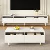 Couchtisch mit LED-Beleuchtung, gewellten Schubladen & Gold-Weiß Beinen - 110x50x40 cm Bild 1