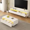 Couchtisch mit LED-Beleuchtung, gewellten Schubladen & Gold-Weiß Beinen - 110x50x40 cm Bild 3