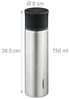 Relaxdays Trinkflasche Edelstahl 750 ml mit Becher Bild 5